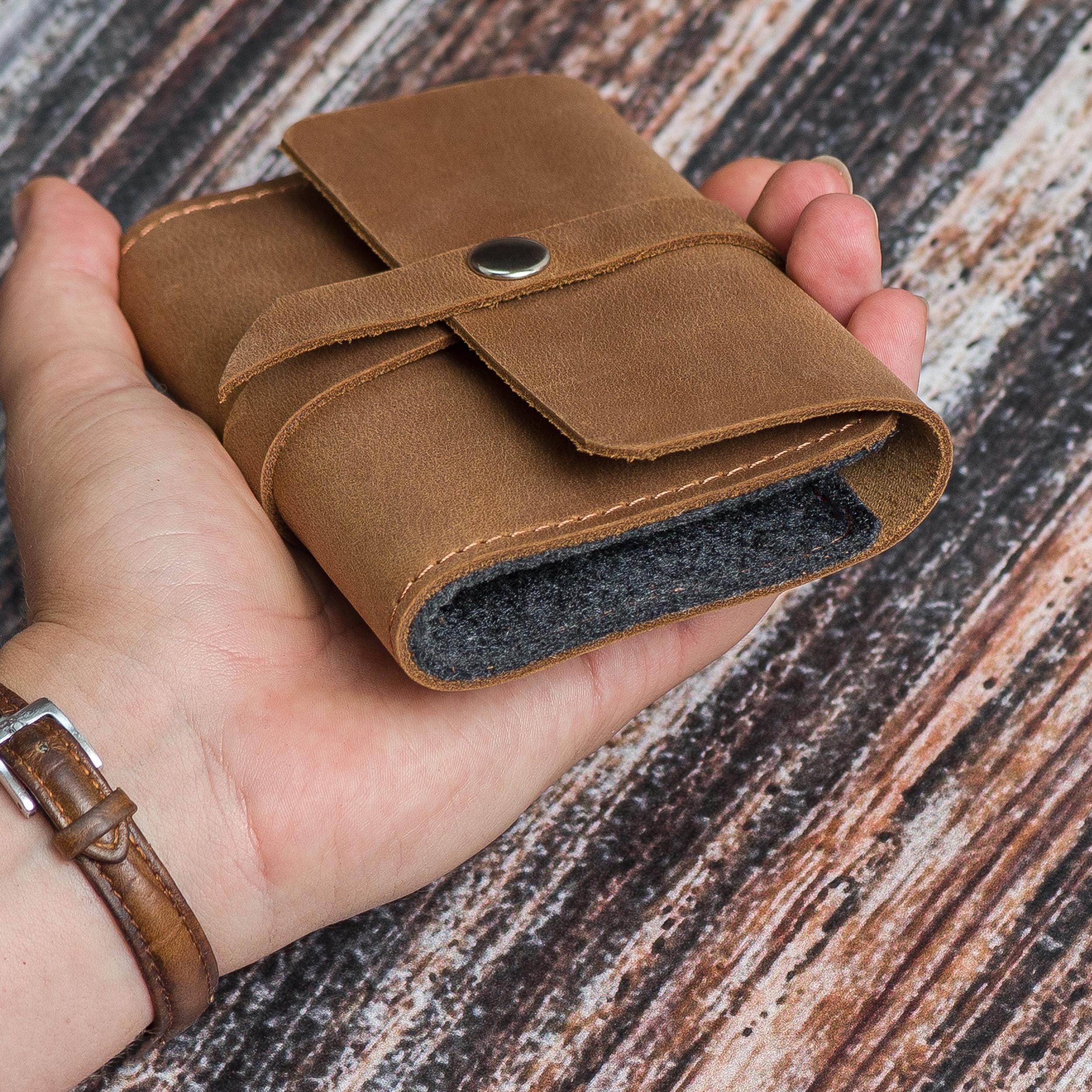 TROUSSE A STYLO,Q--Sac à crayons fait à la main étui à stylo en cuir
