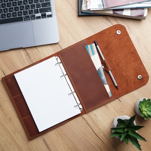 Personalized binder cover, Leather binder 3 ring, Leather ring binder, Refillable leather journal, Leather portfolio for men, A4 binder
