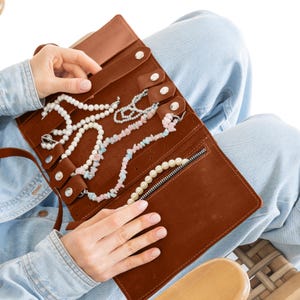Personalized Leather Jewelry Roll, Roll up Jewelry Organizer, Travel ...