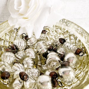 French Country Cottage Vintage Style Mercury Glass Ornaments Christmas Ornaments Shabby Elegance Chic Knob Hanger Gift Tag Distressed Aged