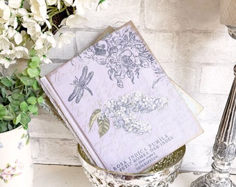 French Country Cottage French Lavender Hydrangea Upcycled Book Shabby Elegant Chic Distressed Chippy Aged Gold White Washed Waxed