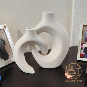 Décoration de vase de style nordique, vase à fleurs minimaliste en céramique blanche, jardinière bohème moderne, décoration d&#39;intérieur bohème rustique