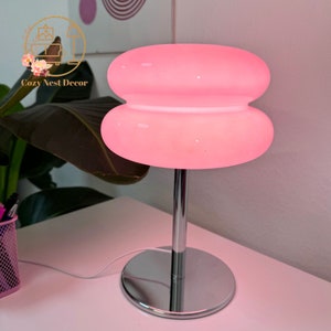 Cute Pink Macarons Glass Table Lamp, Modern Living Room Desk Lamp, Study Reading Led Night, Boho Room Decor, Gift Idea.