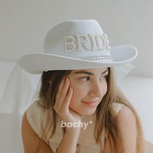 Bride Cowgirl Hat, Bachelorette Party Hat, Bride-to-Be Cowboy Hat, Bridal Shower Gift, Last Rodeo Accessories, Nashville Theme Bach