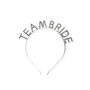 Team Bride Shape Silver Headband with Rhinestones | Bachelorette Party Hair Accessory | Bridal Shower Headpiece | Bride Tribe Hairband