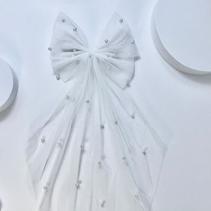 Noeud de voile de mariée en perles, accessoire pour cheveux de future mariée, voile de célibataire en perles, casque de mariage avec perles, voile de poule, noeud de douche nuptiale