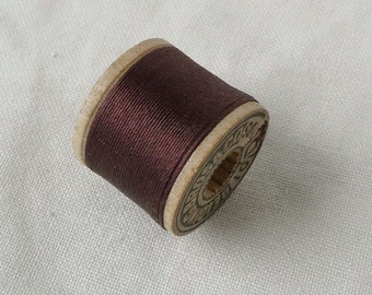 Vintage Pure Silk Buttonhole Twist Thread Spool 10 yards Size D Shade Brown