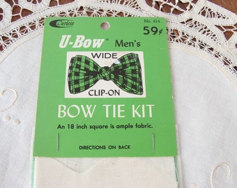 U-Bow Men's Wide Clip On Bow Tie Kit by Curless New in Package Vintage Sewing Kit