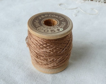 Vintage Darning Mending Silk Thread Spool 40 yards J&P Coats Shade Fawn