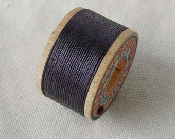 Vintage Pure Silk Buttonhole Twist Thread Spool 10 yards Size D Shade Deep Amethyst Purple