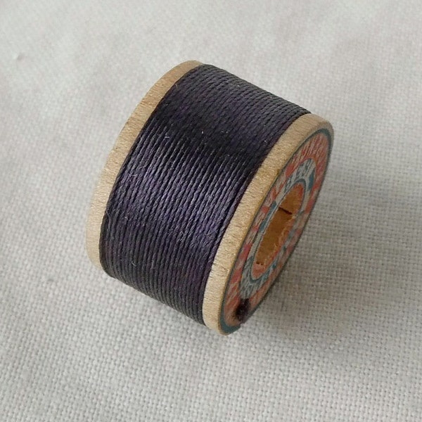 Vintage Pure Silk Buttonhole Twist Thread Spool 10 yards Size D Shade Deep Amethyst Purple