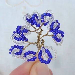 2 Vintage Blue & Clear Glass Beaded Wire Trim Small Pieces Shoe Decoration Embellishment