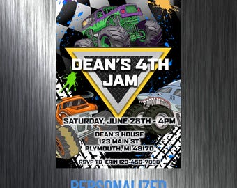 Monster Truck Invitation, Monster Truck Party, Printable Monster Truck, Digital CUSTOM