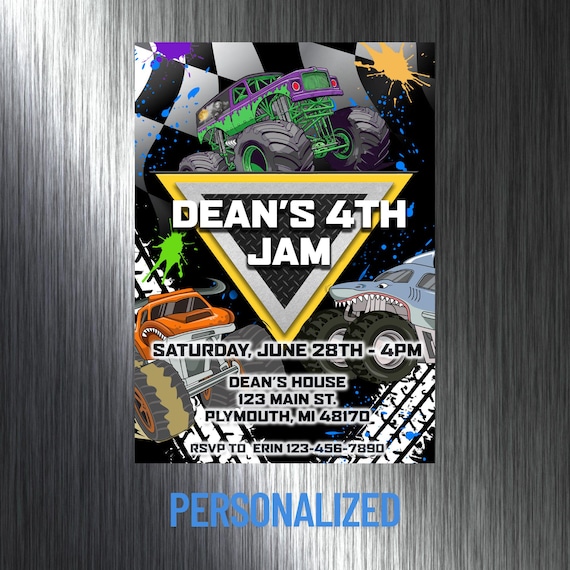 Monster Truck Birthday Invitation: Custom Monster Jam Party (Digital)