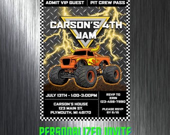Monster Truck Birthday Invitation: Printable Party Invite (Digital CUSTOM File)