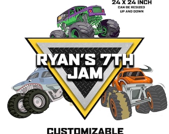 Logotipo personalizado clásico de Monster Truck - PNG redimensionable para fiestas de cumpleaños o dormitorios
