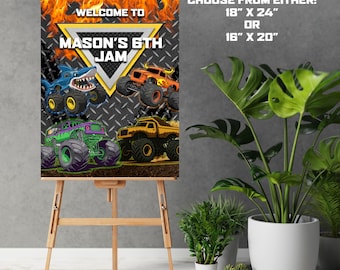 Custom Monster Truck Birthday Party Sign: Digital Download (18x24 or 16x20 PNG)