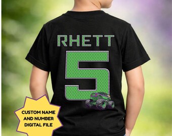 Monster Truck Custom Name T-Shirt Digital File - PNG  Birthday Party Jam
