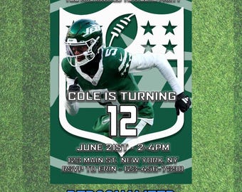 New York Jets Birthday Invitation: Football Party, Personalized (Digital Download)