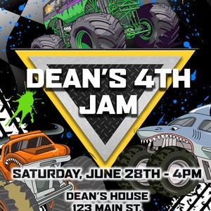 Monster Truck Birthday Invitation: Custom Monster Jam Party (Digital) image 3