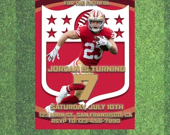 Zaproszenie urodzinowe San Francisco 49ers: impreza futbolowa, Purdy, McCaffrey (pobranie cyfrowe)