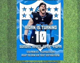 Detroit Lions Birthday Invitation: Football Party, Any Age (Digital Download)
