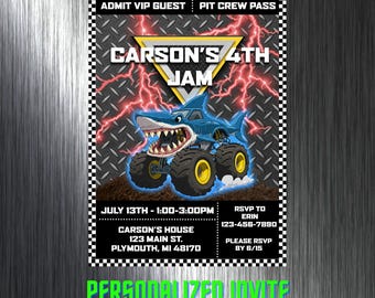 Monster Truck Birthday Invitation: Printable Party Invite (Digital CUSTOM File)