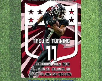 Zaproszenie urodzinowe Atlanta Falcons: impreza futbolowa, projekt niestandardowy (pobranie cyfrowe)