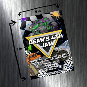 Monster Truck Birthday Invitation: Custom Monster Jam Party (Digital) image 2