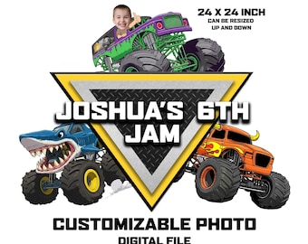 Monster Truck Classic Custom Photo and Name logo- PNG resizable Birthday Party, Bedroom