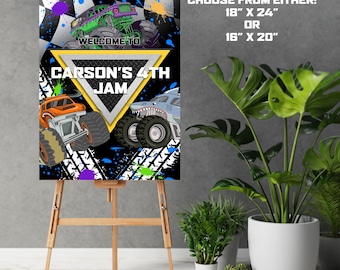 Custom Monster Truck Birthday Party Sign: Digital Download (18x24 or 16x20 PNG)