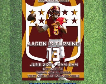 Washington Commanders Birthday Invitation: Football Party (Digital)