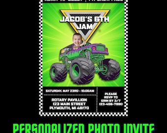Monster Truck Custom Photo Birthday Invitation: Printable Party Invite (Digital CUSTOM File)