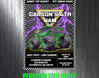 Monster Truck Birthday Invitation: Printable Party Invite (Digital CUSTOM File)