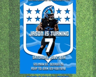 Zaproszenie urodzinowe Detroit Lions: impreza futbolowa, dla osób w każdym wieku (pobranie cyfrowe)