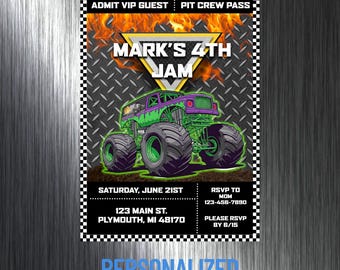 Monster Truck Birthday Invitation: Custom Monster Jam Party (Digital)