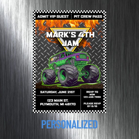 Monster Truck Birthday Invitation: Custom Monster Jam Party (Digital)