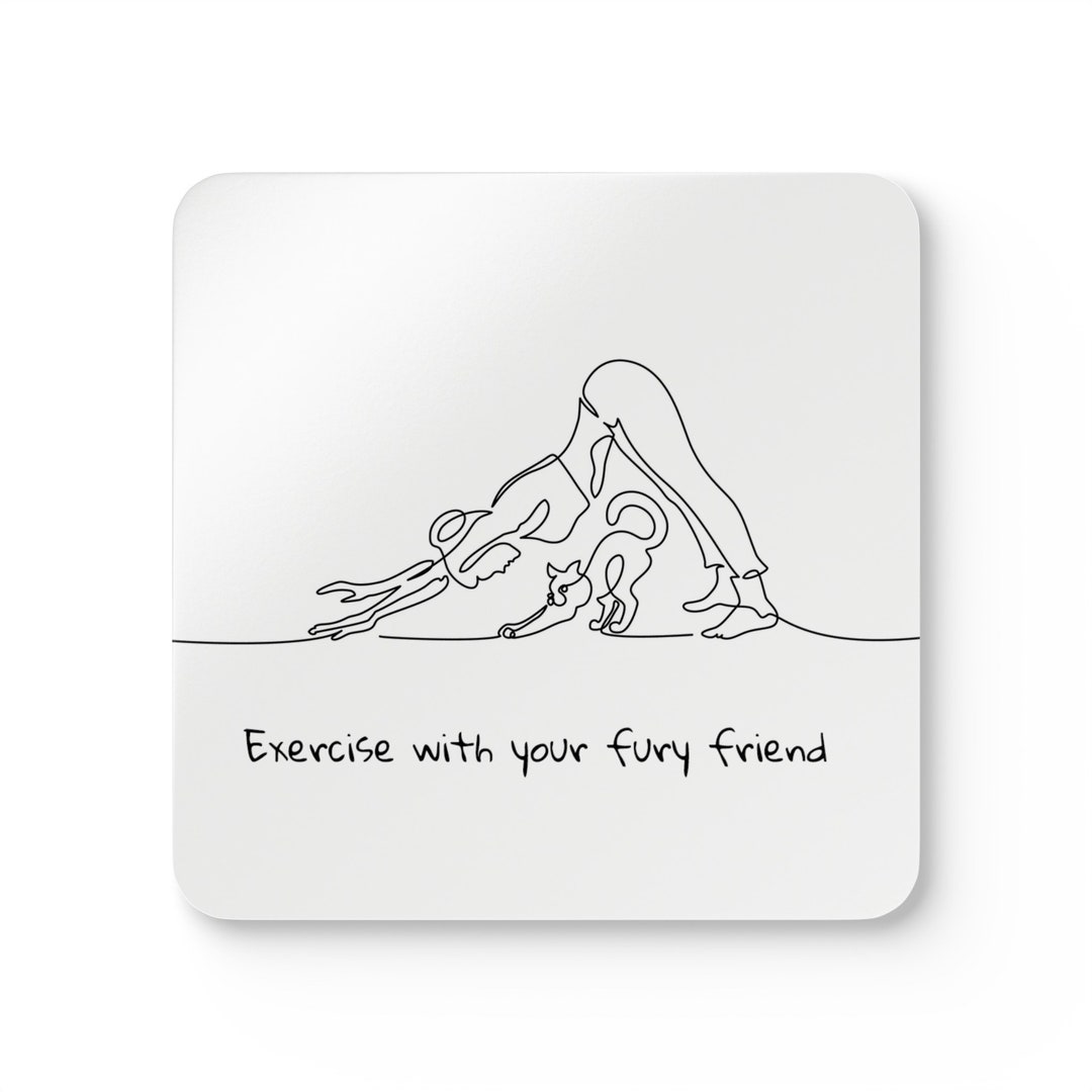 Exercise With Your Fury Friend Coaster Set - Etsy
