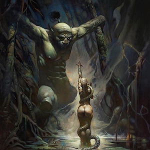 FRANK FRAZETTA - Swamp Demon (60x50cm), Art Poster Canvas, Free Shipping!!!