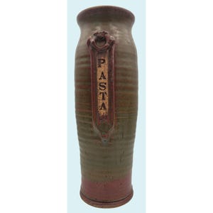 Studio Pottery Pasta Storage Jar Ceramic Signed 11.5 Inches Rustic Italian