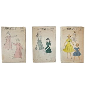 Vintage Advance Sewing Pattern Girls Dresses Nightgown Size 8 Pre-cut Unprinted