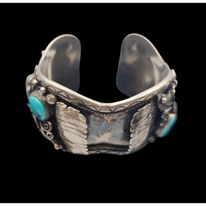 Fred James Vintage Navajo Sterling Silver Turquoise Watch Cuff 90 grms No Watch