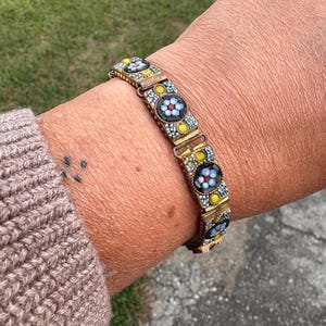 Gorgeous Vintage Micro Mosaic Floral Bracelet