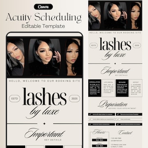 Acuity Scheduling Template Lash Tech, Lash Tech Booking Site, Acuity Template, Lash Website Template, Minimalist Lash Tech Acuity Template
