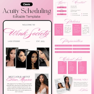 Acuity Scheduling Template Lash Tech, Lash Tech Booking Site, Acuity Template, Lash Website Template, Minimalist Lash Tech Acuity Template