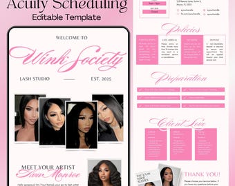 Szablon harmonogramu Acuity Lash Tech, witryna rezerwacji Lash Tech, szablon Acuity, szablon witryny Lash, minimalistyczny szablon Lash Tech Acuity