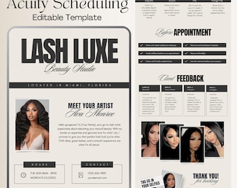 Site Acuity DIY, modèle de planification Acuity Lash Tech, modèle Acuity Canva, site Web d'entreprise Lash, artiste cils, ongles, cheveux Acuity