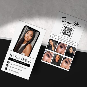 Visitenkartenvorlage, DIY-Visitenkarte, Instagram-Visitenkarte, Haare, Wimpern, Make-up, Nägel, bearbeitbare Canva-Karte, IG Beauty-Visitenkarte