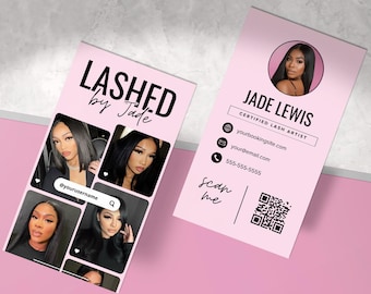 Modèle de carte de visite, conception de modèle de carte de visite, modèle de carte de visite Instagram IG, coiffeur, faux-cils, manucure, tresses, carte de perruques