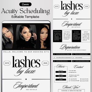 Acuity Scheduling Template Lash Tech, Lash Tech Booking Site, Acuity Template, Lash Website Template, Minimalist Lash Tech Acuity Template
